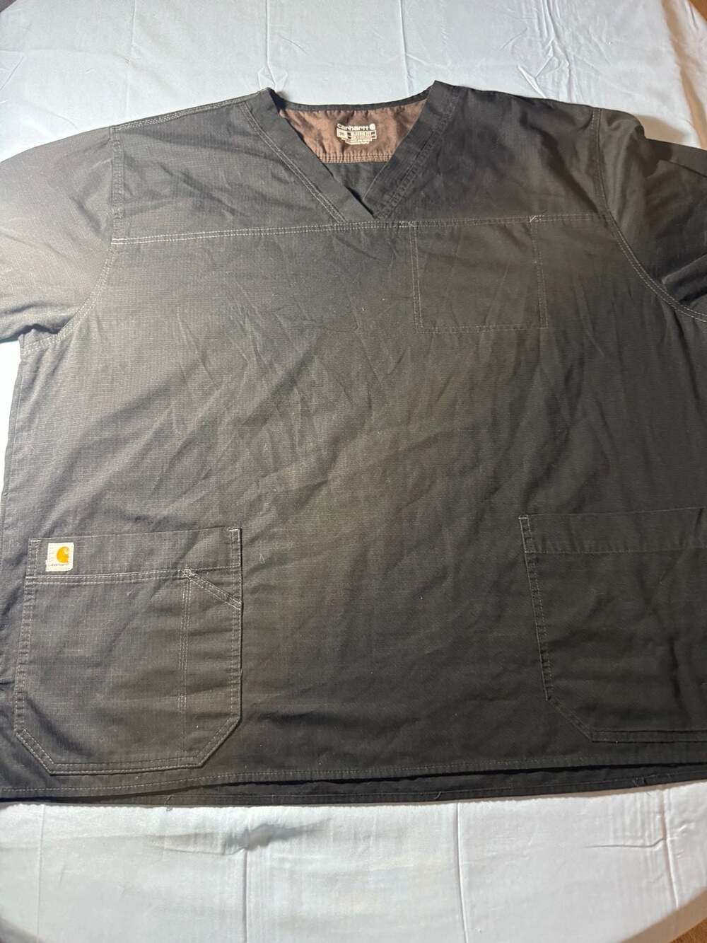 Carhartt Men's Classic Fit Ripstop Multi-Pocket V-Neck Scrub Top Black 3XL